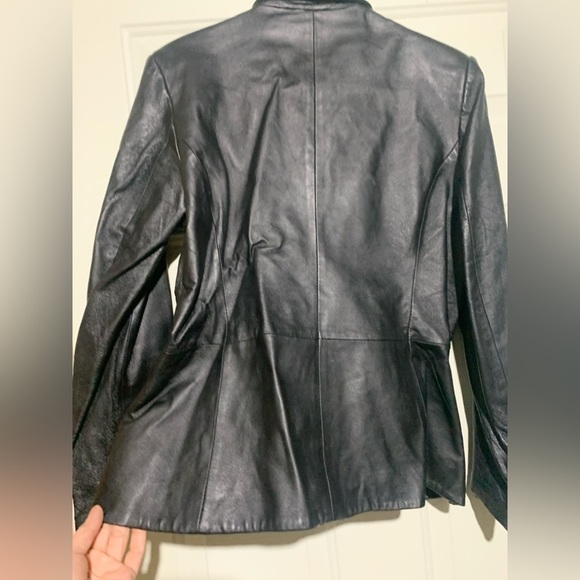 Newport News Women’s Leather Blazer Coat Jacket, size 14, Black, Preloved - Picture 2 of 4